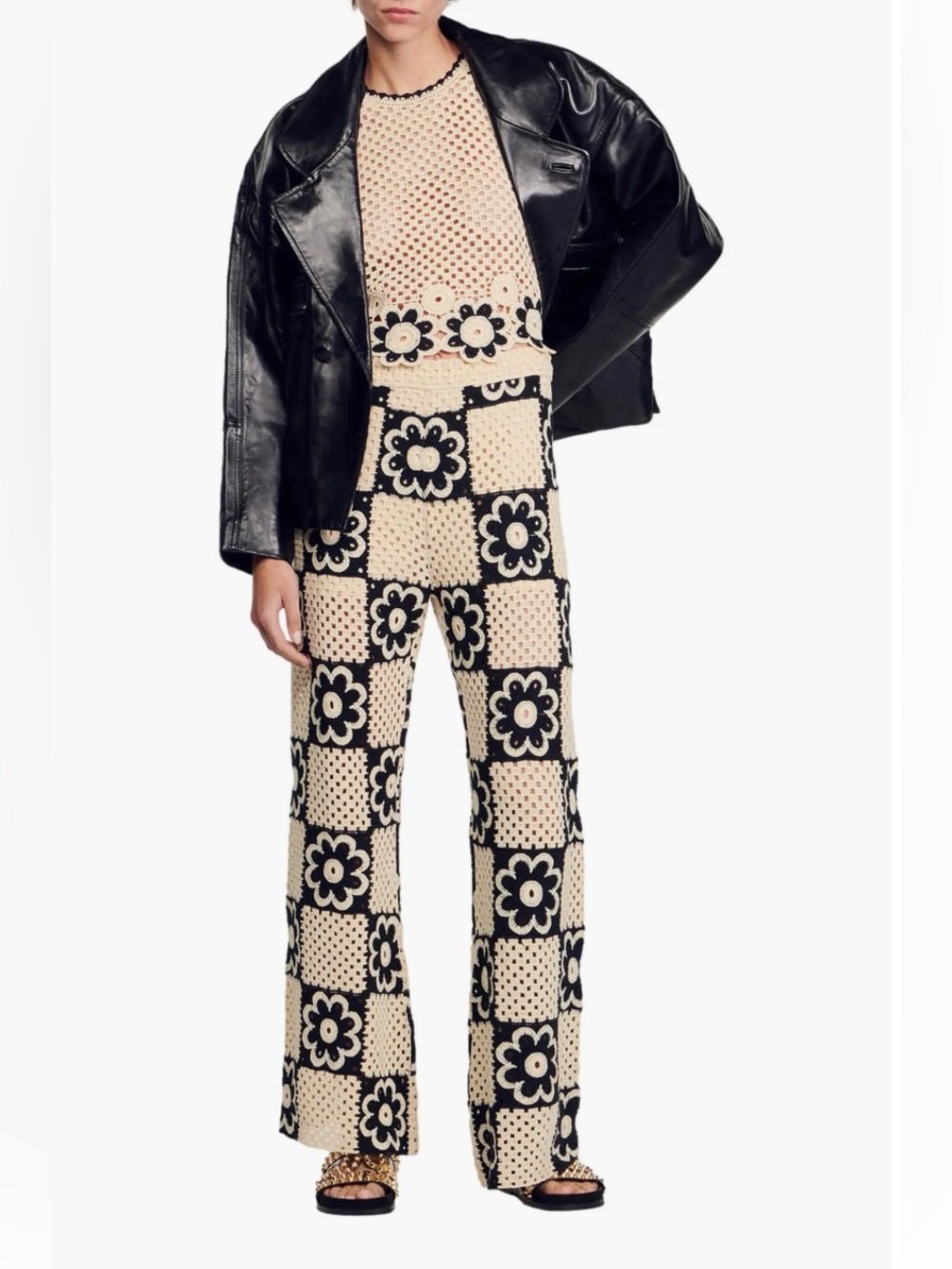 SANDRO CROCHET PANTS
